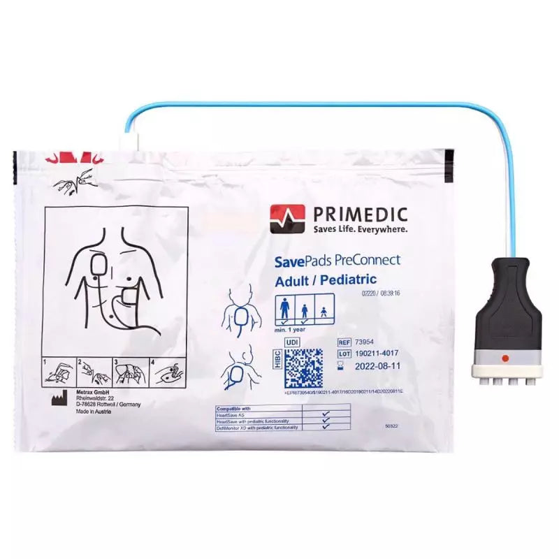 Electrodes adultes préconnectées Primedic SavePads PreConnect